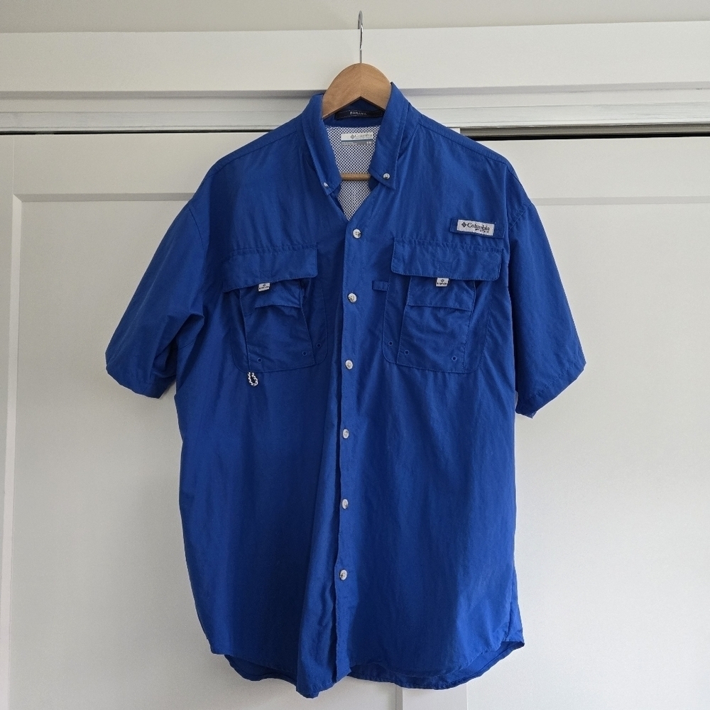 Columbia PFG Bahama Men's Medium Blue Short Sleeve Shirt